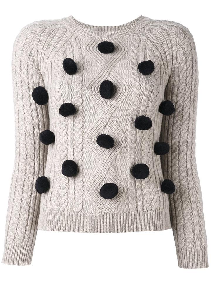 Chinti And Parker 'aran Pom Pom' Jumper, Women's, Size: Xs, Nude/neutrals, Cotton/merino