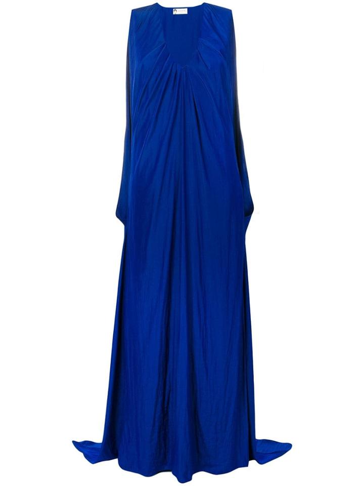 Lanvin Draped Maxi V-neck Dress - Blue