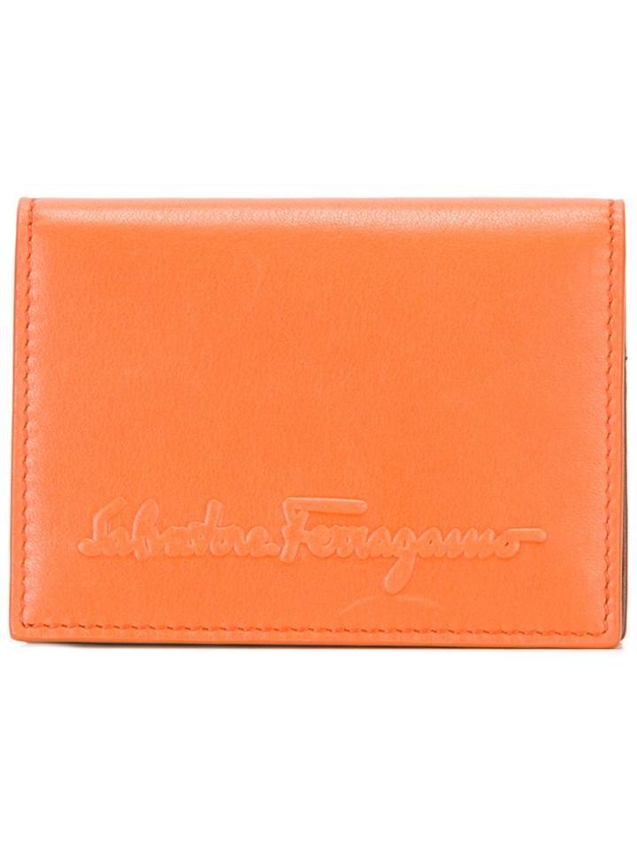 Salvatore Ferragamo Logo Embossed Wallet - Yellow & Orange
