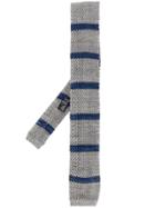 Barba Striped Knitted Tie - Grey