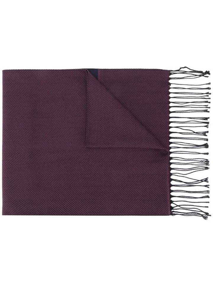 Corneliani Fringed Chevron Scarf - Red