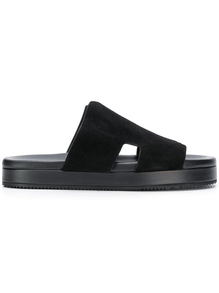 Hermès Vintage Logo Slides - Black
