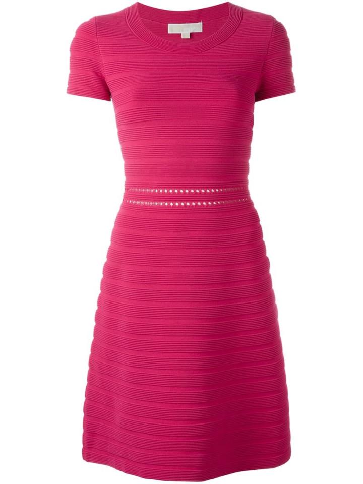 Michael Michael Kors Ribbed Knit Dress, Women's, Size: Small, Pink/purple, Viscose/nylon/spandex/elastane