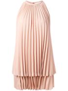 Sara Battaglia Pleated Dress - Pink & Purple