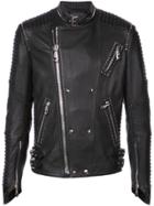 Philipp Plein Stud Detail Leather Jacket - Black