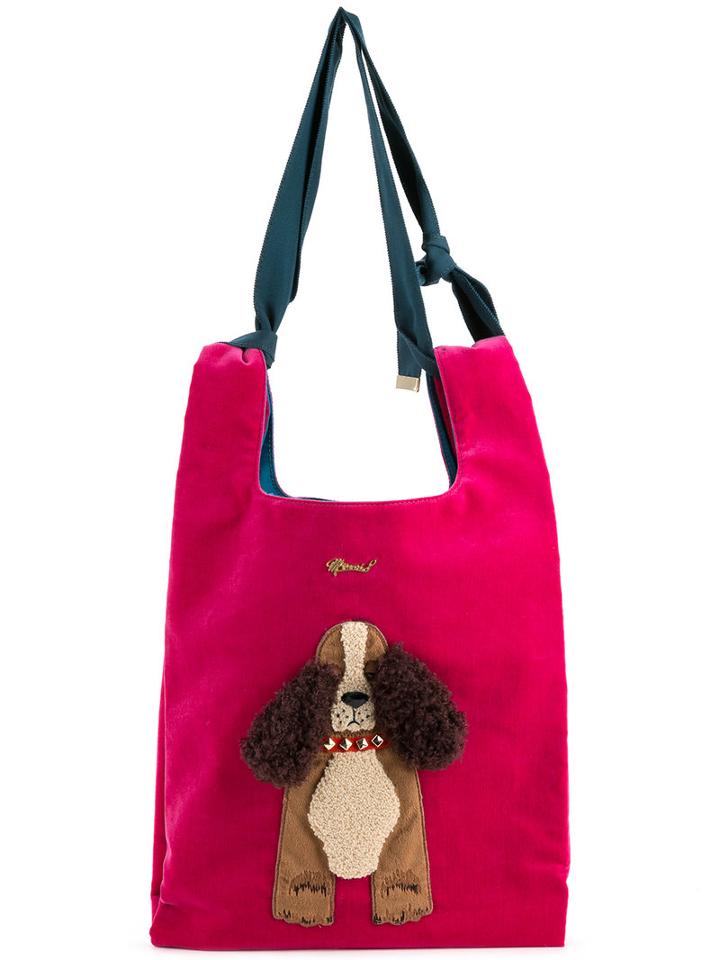 Muveil - Dog Embellished Shoulder Bag - Women - Cotton - One Size, Pink/purple, Cotton