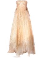 Oscar De La Renta Strapless Long Gown - Gold