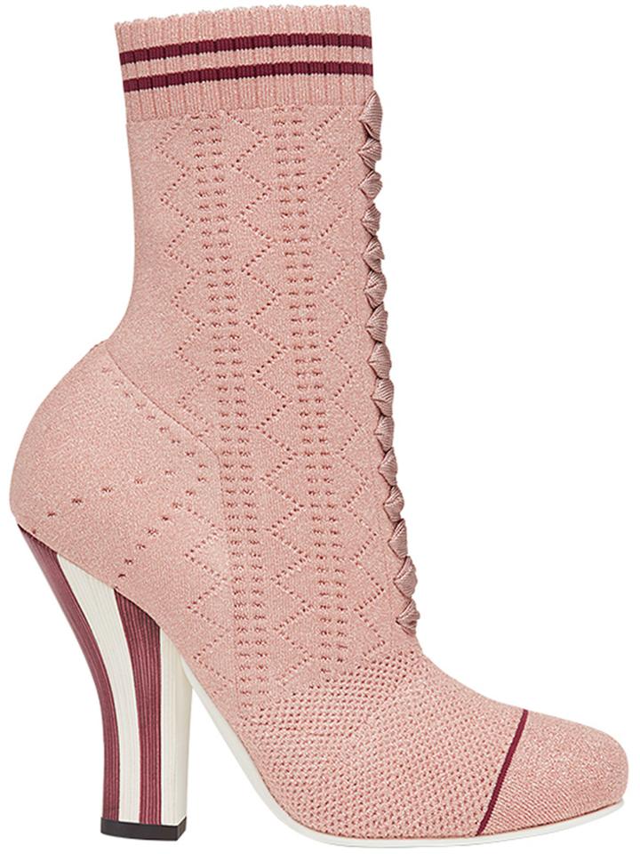 Fendi Stretch Fabric Boots - Pink & Purple
