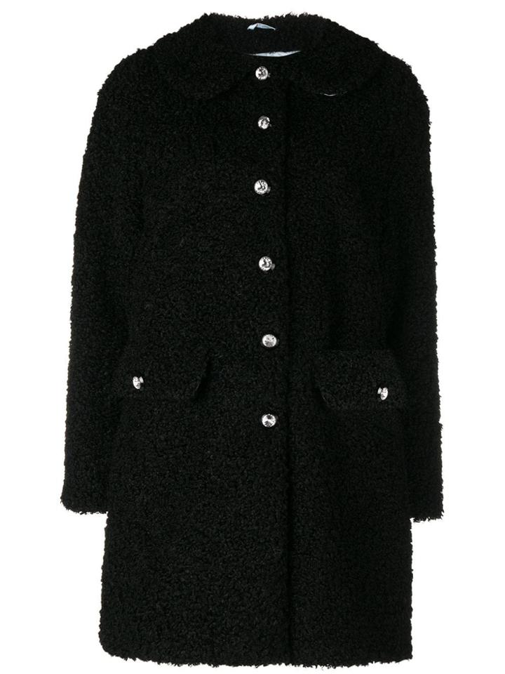 Shrimps Furry Oversized Coat - Black