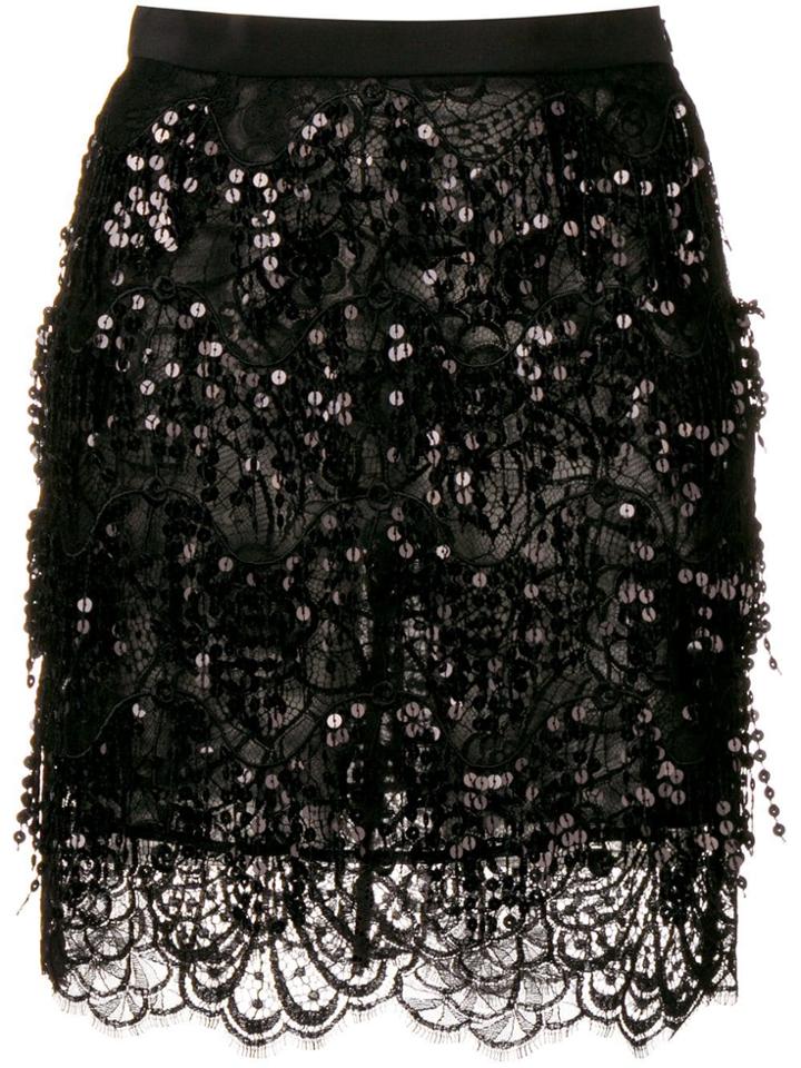 Alessandra Rich Sequin High-waisted Skirt - Black
