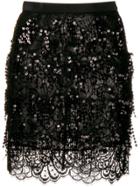 Alessandra Rich Sequin High-waisted Skirt - Black