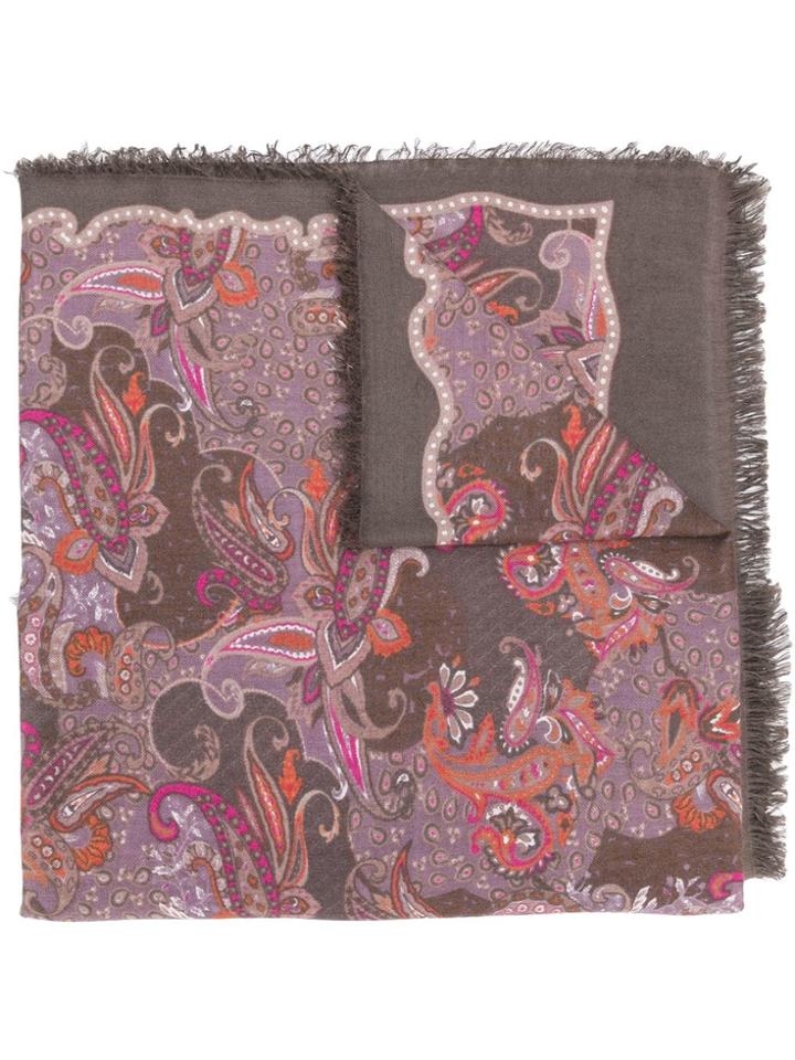 Hemisphere Paisley Scarf - Brown