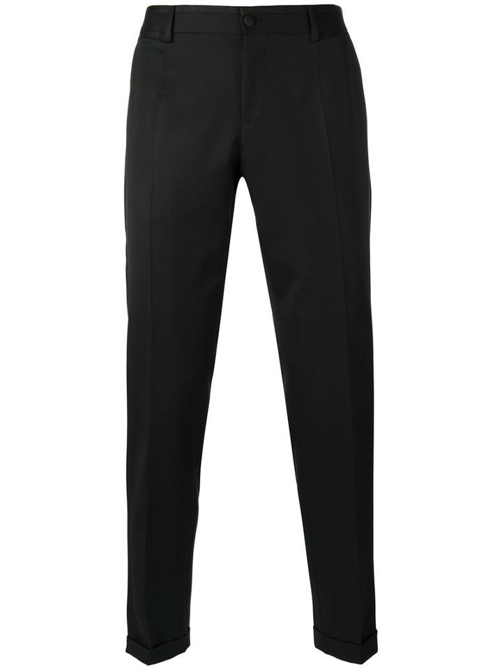 Dolce & Gabbana - Slim-fit Chinos - Men - Silk/polyester/viscose/virgin Wool - 52, Black, Silk/polyester/viscose/virgin Wool