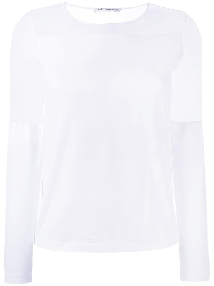 Stefano Mortari - Sheer Details Blouse - Women - Cotton/polyamide - 40, White, Cotton/polyamide