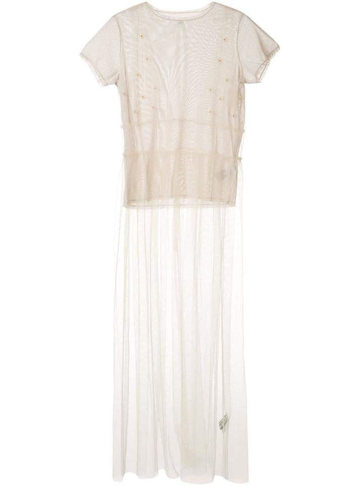 Tu Es Mon Trésor Flower Tulle Dress With Mesh T-shirt - Brown
