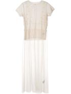 Tu Es Mon Trésor Flower Tulle Dress With Mesh T-shirt - Brown