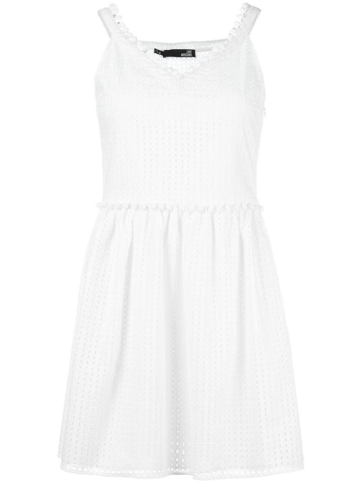 Love Moschino V-neck Dress, Women's, Size: 42, White, Cotton
