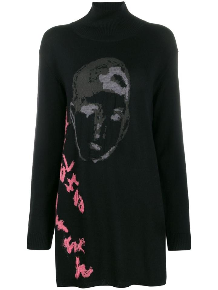 Yohji Yamamoto Silhouette Embroidered Jumper - Black