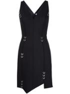 Mugler Metallic Loop Detail Dress, Women's, Size: 38, Black, Spandex/elastane/virgin Wool