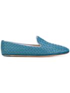 Bottega Veneta Woven Texture Loafers - Blue