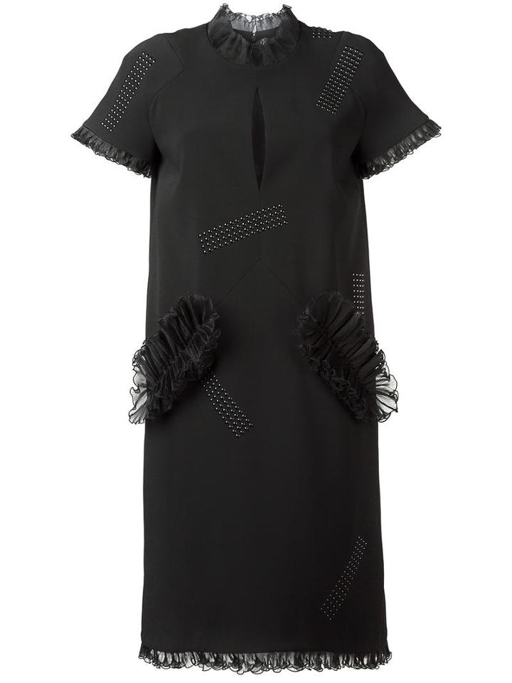 Christopher Kane Keyhole Detail Organza Dress, Women's, Size: 46, Black, Silk/spandex/elastane/acetate/viscose