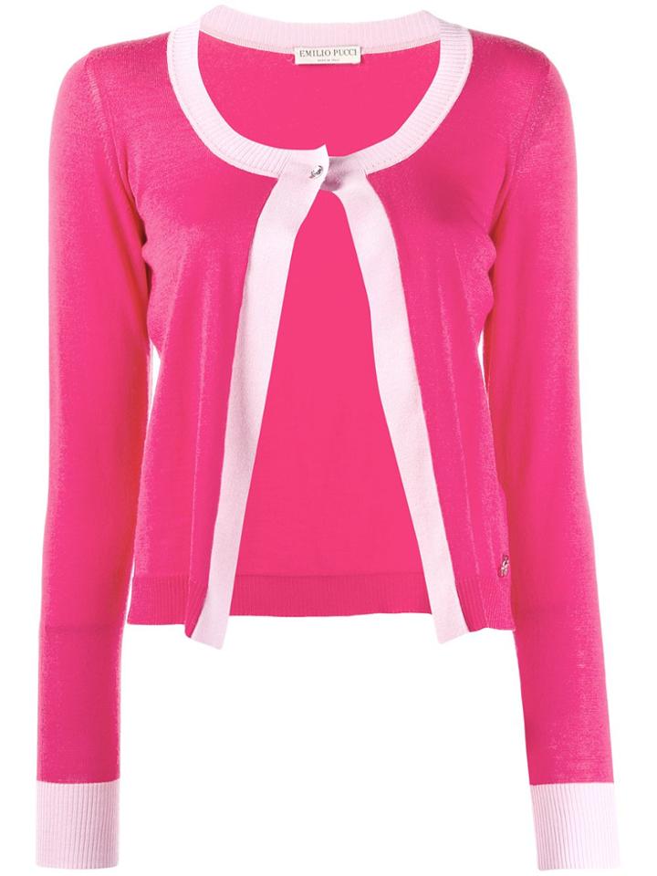 Emilio Pucci Single Button Knitted Cardigan - Pink