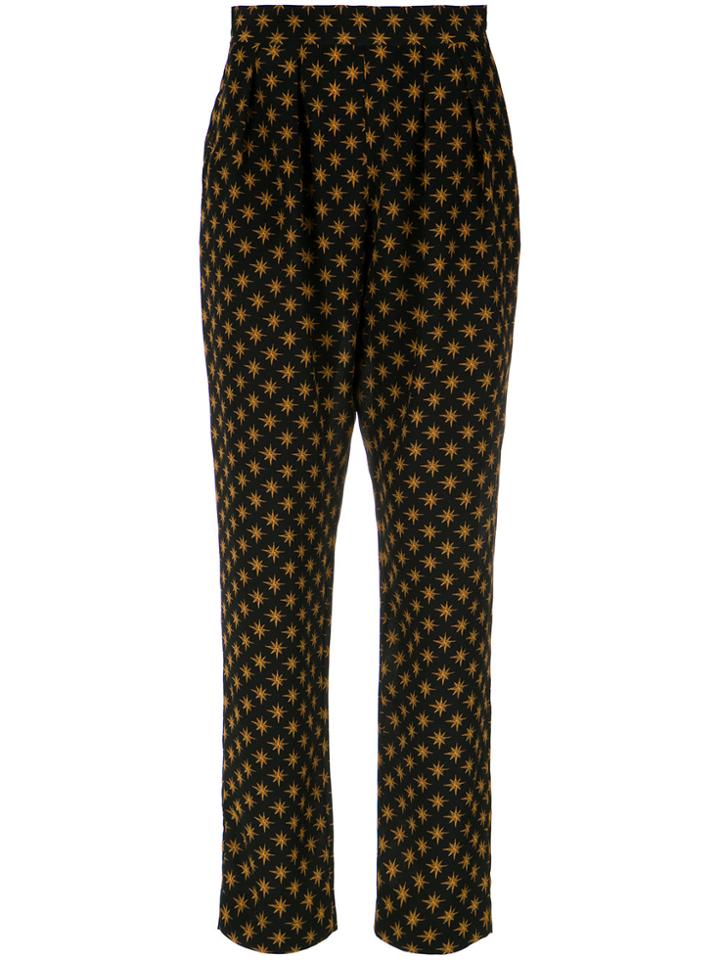Andrea Marques Printed Pleat Trousers - Black