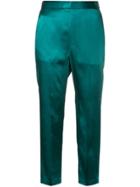 H Beauty & Youth Satin Tapered Trousers - Green