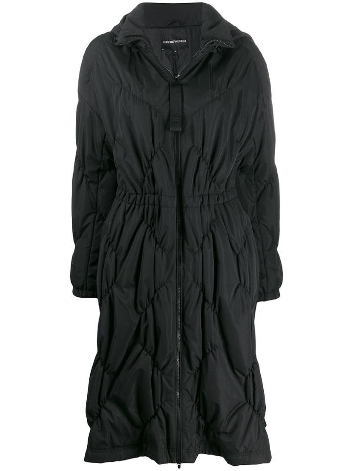 Emporio Armani Diamond Quilted Coat - Black