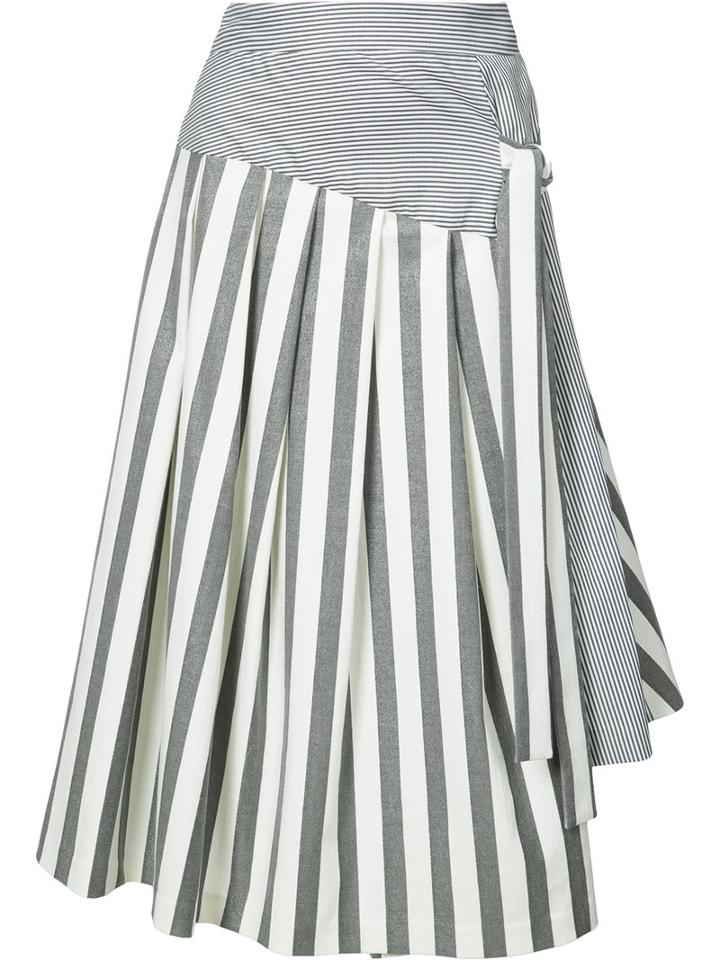 Flared Stripe Skirt - Women - Silk/cotton/spandex/elastane - 6, White, Silk/cotton/spandex/elastane, Christian Siriano