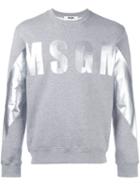 Msgm Logo Print Sweatshirt, Men's, Size: Large, Grey, Cotton/viscose