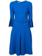 Oscar De La Renta Split Sleeve Day Dress - Blue