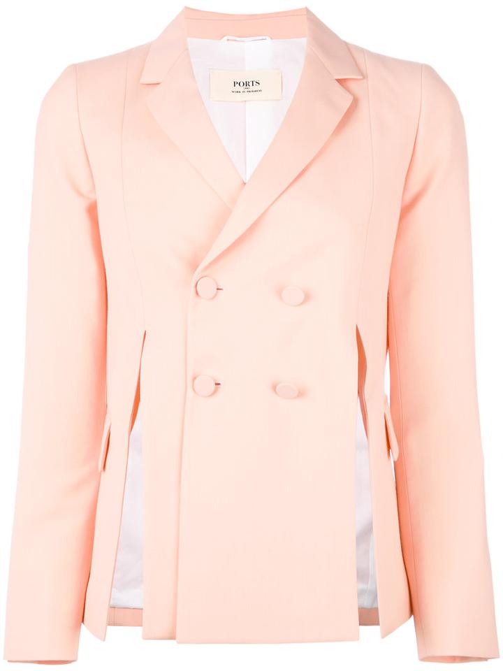 Ports 1961 Side-slit Blazer, Women's, Size: 40, Pink/purple, Silk/cotton/wool/viscose