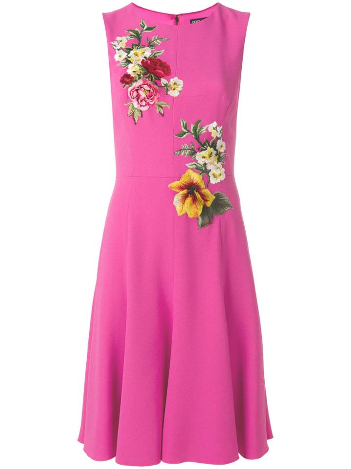 Dolce & Gabbana Floral Embroidered Midi Dress - Pink