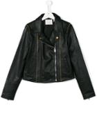 Une Fille Zipped Leather Jacket, Girl's, Size: 16 Yrs, Black