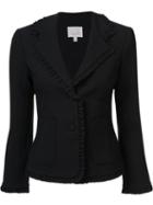 Cinq A Sept Ruffle Trim Blazer, Women's, Size: 8, Black, Polyester/spandex/elastane/viscose