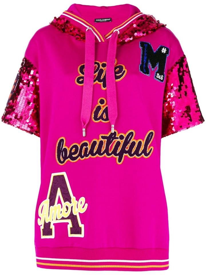 Dolce & Gabbana Life Is Beautiful Patch Top - Pink & Purple