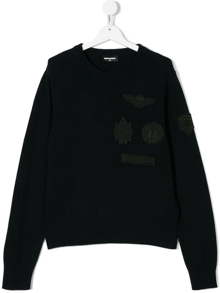 Dsquared2 Kids Badge Embroidered Jumper - Blue
