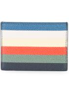 Thom Browne Single Card Holder With Horizontal Stripes In Pebble Grain