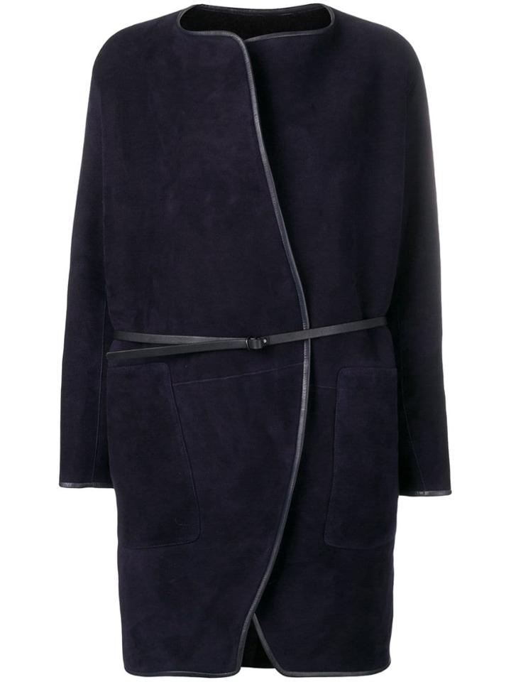 Vanessa Bruno Belted Shearling Coat - Blue