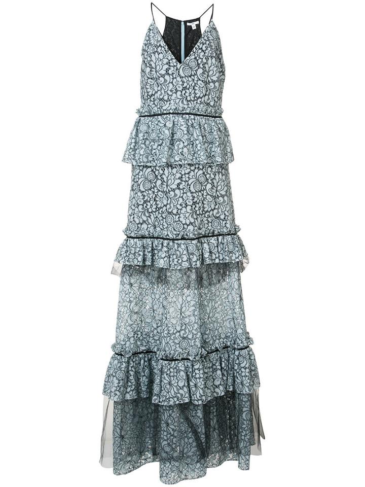 Zac Zac Posen Brianna Floral Crochet Gown, Women's, Size: 4, Blue, Polyester/cotton/nylon/polyester