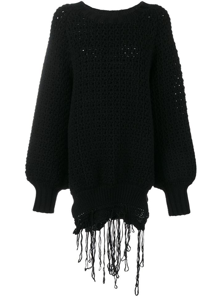 Simone Rocha Oversized Chunky Knit Sweater, Women's, Size: Small, Black, Wool