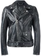 Belstaff Distressed Biker Jacket, Men's, Size: 54, Black, Calf Leather