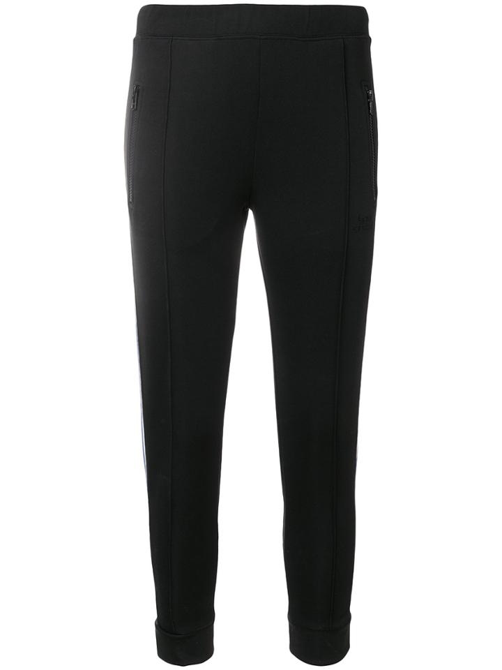 Être Cécile Striped Side Panel Cropped Trousers - Black
