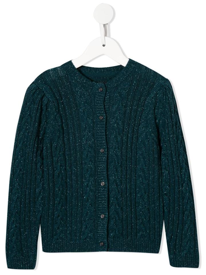 Velveteen Ava Cable Knit Cardigan - Blue