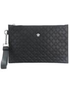 Versace Greek Key Embossed Clutch Bag - Black