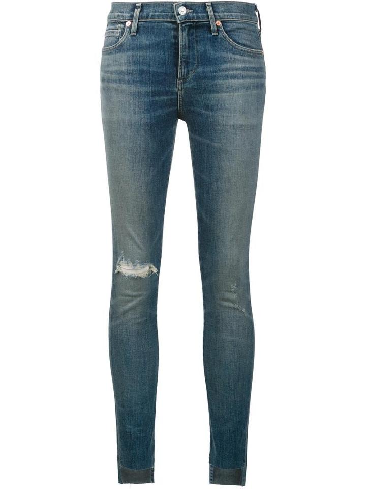 Citizens Of Humanity Distressed Cropped Skinny Jeans, Women's, Size: 24, Blue, Cotton/polyurethane