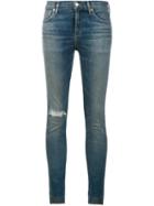 Citizens Of Humanity Distressed Cropped Skinny Jeans, Women's, Size: 24, Blue, Cotton/polyurethane