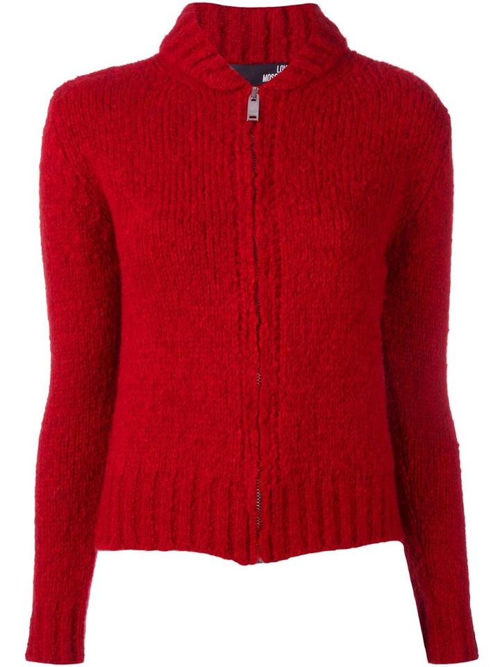 Love Moschino Peace Cardigan, Women's, Size: 38, Red, Acrylic/polyamide/alpaca/virgin Wool