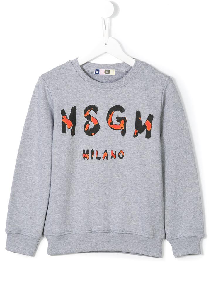 Msgm Kids Logo Print Sweatshirt, Boy's, Size: 8 Yrs, Grey